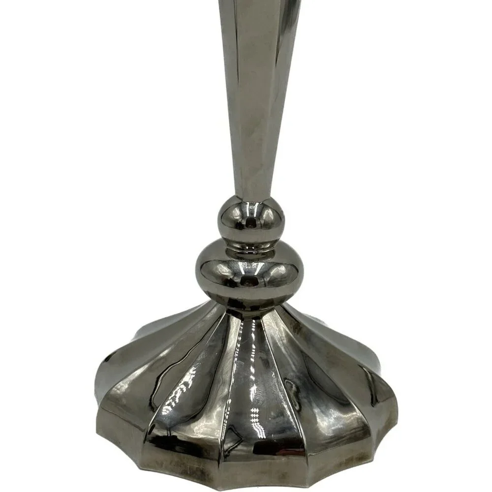 Vtg Godinger Silver Plate Candlestick Holder Lotus Water‎ Lily Crystal MCM Core